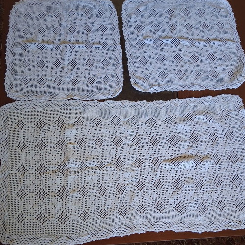 Handmade crochet doilies set of 4 used