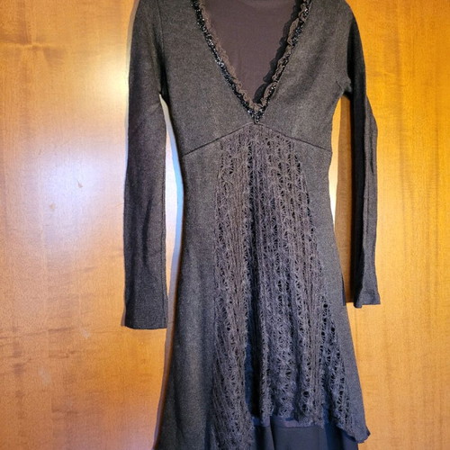 Brown long-sleeve knee-length dress like new, size S