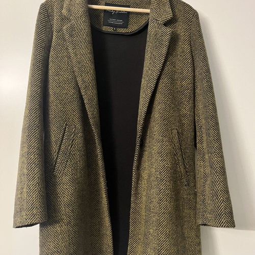 Funky Buddha coat like new, oil and black herringbone pattern, size S