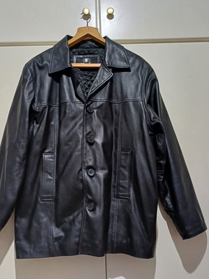 Men's leather jacket, black, XL