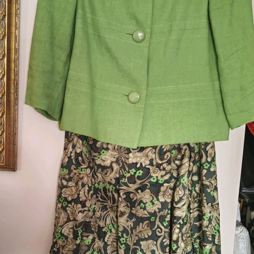 Jacket and skirt used, linen and silk with embroidery