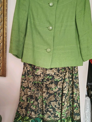 Jacket and skirt used, linen and silk with embroidery