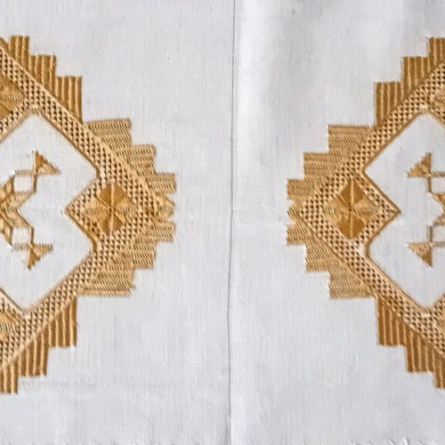 Set of Two Karsanika Lefkadian Handmade Embroideries on Etamine Fabric