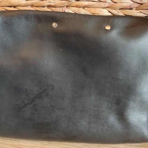 Leather crossbody bag used black with silver elephant buckle