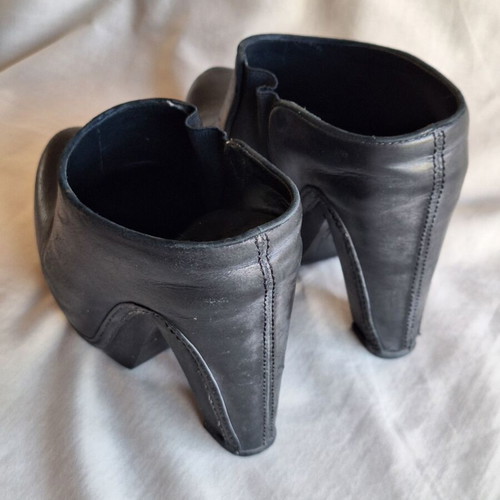 AllSaints Spitalfields Black Leather Platform Mules Size 39