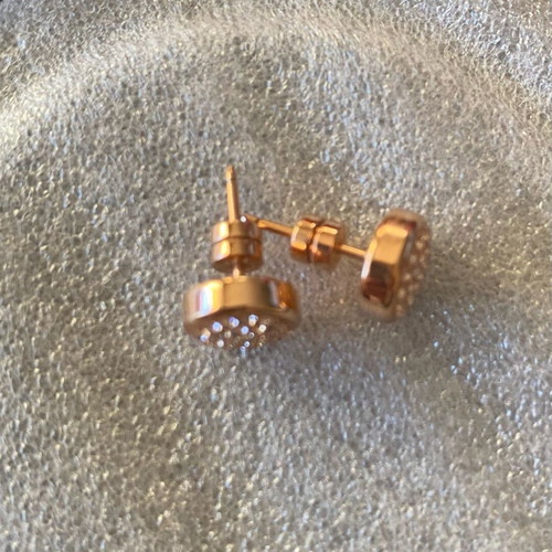 Follie Follie earrings rose gold with white rhinestones like new