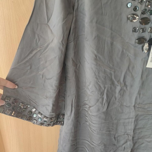Milk & Honey silk dress with stones new, gray, size L