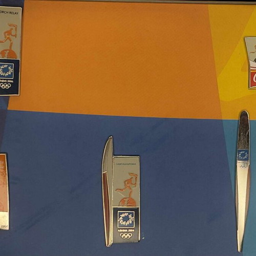 Athens 2004 Olympic Torch Relay Pins Set of 7 in Original Box like new