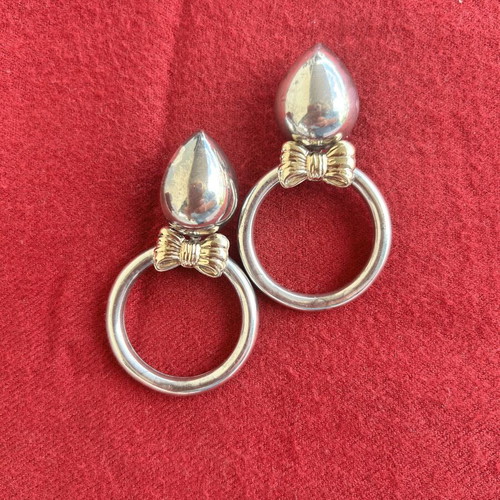 Vintage silver earrings 925 with gold-plated bow, like new