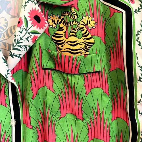 Karavan Clothing "Time is an Illusion" Satin Shirt like new, colorful