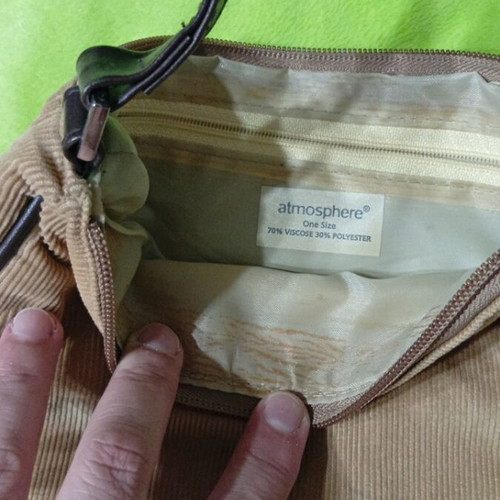 Atmosphere corduroy shoulder bag like new, beige 90s style