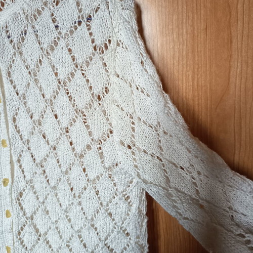 Handmade knitted children's cardigan white used, age 10