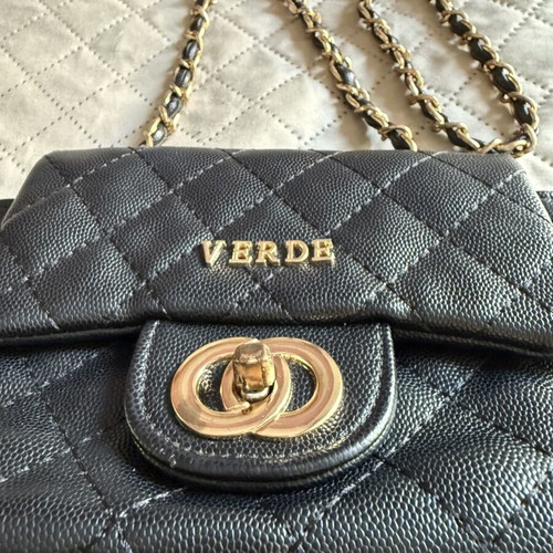 Verde crossbody bag used, small black with chain strap