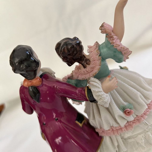 Friedrich Wilhelm Wessel German porcelain Dresden lace figurine couple