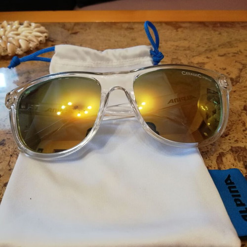 Alpina sunglasses with transparent frame and ceramic mirror lenses