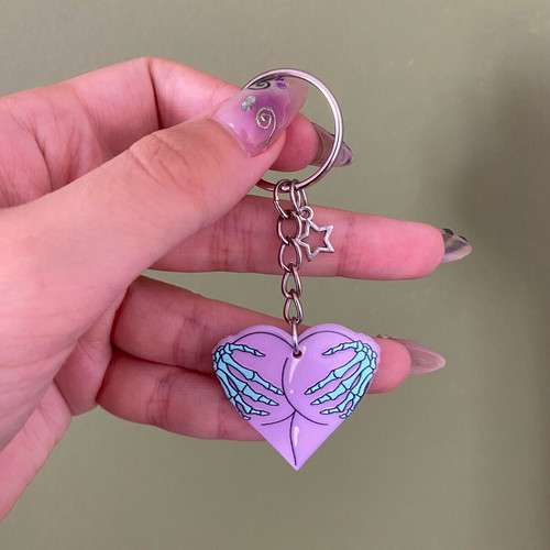 Handmade gothic Halloween keychain new, colorful silver