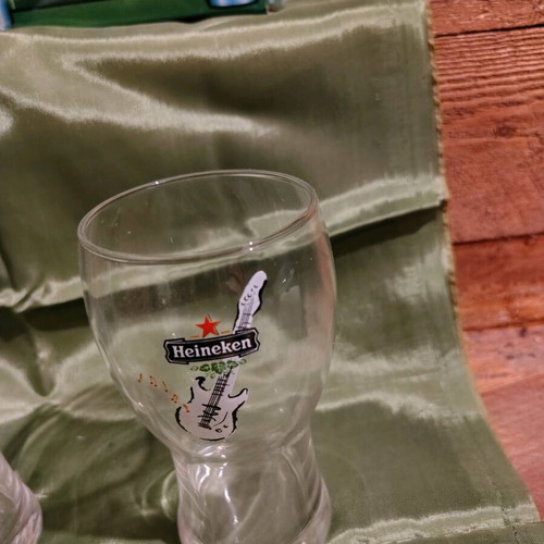 Heineken glasses new, set of 8 with musical instrument designs