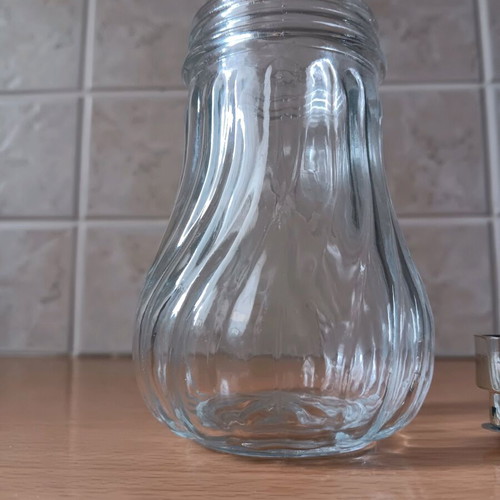 Glass honey jar like new with chrome lid 200 ml