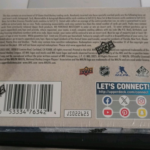 2024/25 Upper Deck SP Game Used Hockey Hobby Box new
