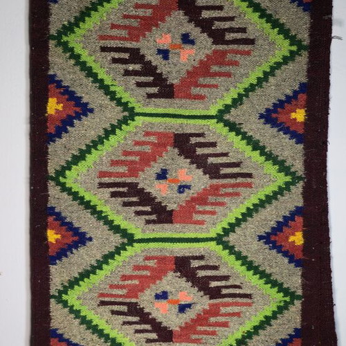 Vintage Kilim Runner with Geometric Patterns like new