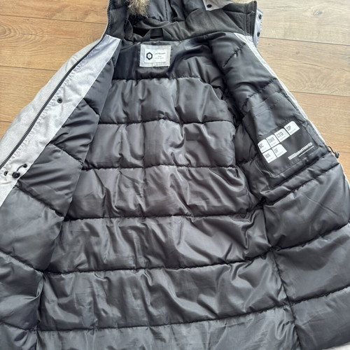 Jack & Jones winter coat used, gray, faux-fur hood