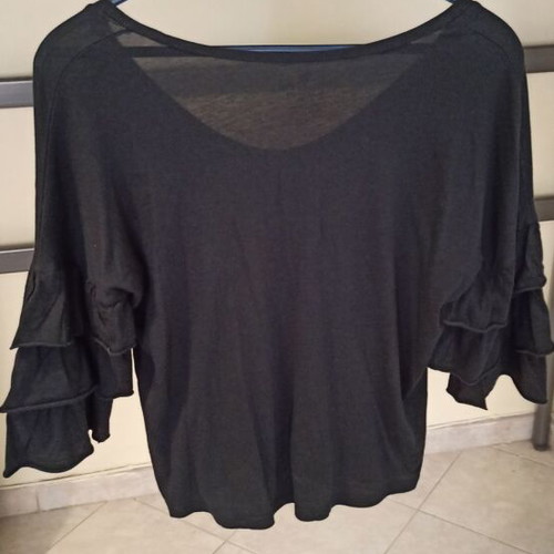 American Eagle women's thin long-sleeve blouse like new, black, size S