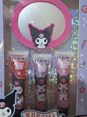 Kuromi σετ με 3 lip gloss και καθρέφτη, καινούργιο