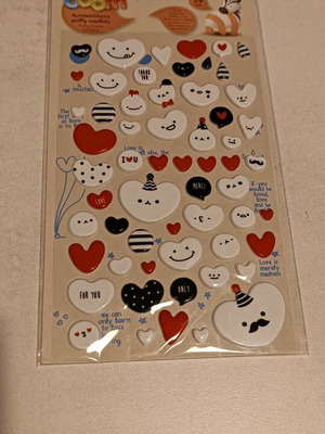 Puffy heart stickers 59 pcs new