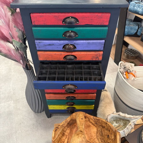 Typography chest of drawers like new with 12 colorful drawers