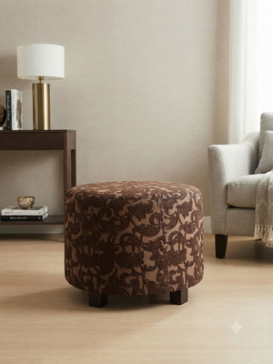 Handmade round stool pouf, height 38cm, diameter 48cm