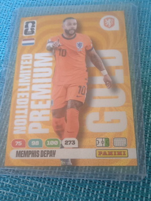 Memphis Depay Gold Premium Limited Edition Panini FIFA World Cup card