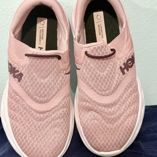 Hoka One One athletic shoes new, size 37.5, beige and pink