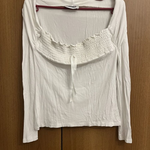 Paranoia white off-shoulder blouse with long sleeves like new