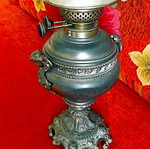 Antique 17th Century Carved Oil Lamp like new, thick crystal, gilded details