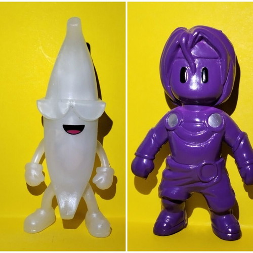 Stumble Guys Amethyst Nyx and Banana Guy figures used, pack of 2
