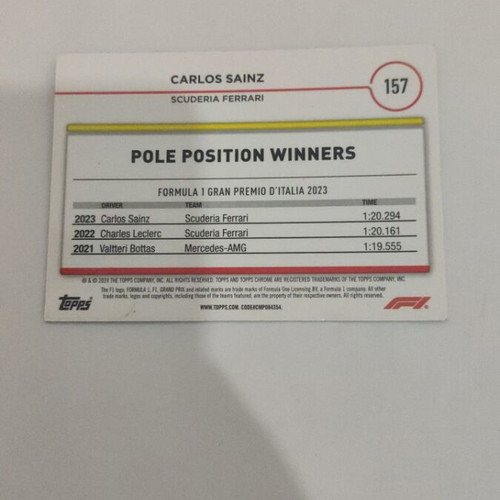 F1 Carlos Sainz collectible card, excellent condition