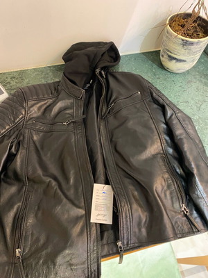 Leather jacket A Deep μαύρο XL σαν καινούργιο, Made in Kastoria
