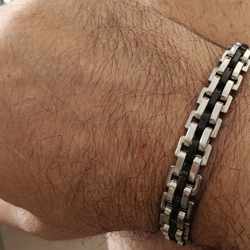Stainless Steel Men's Bracelet, 18cm, black and silver