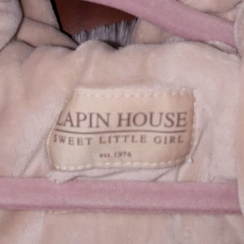 Lapin House baby fur coat like new, beige with bows, size 2 years