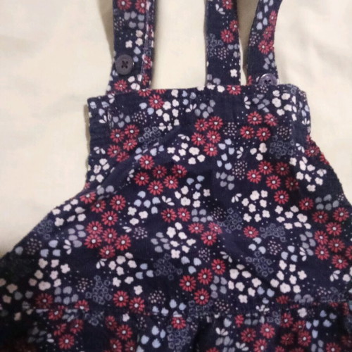 Benetton Blue Dark Floral Dress-Overall 110cm 4-5 Years Like New
