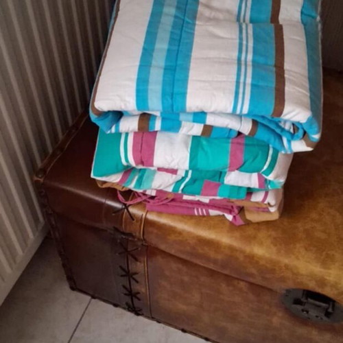 Fabric beach mats with cushions like new, set of 4