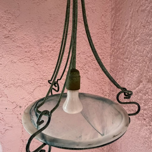 Metal ceiling light with opaline detail