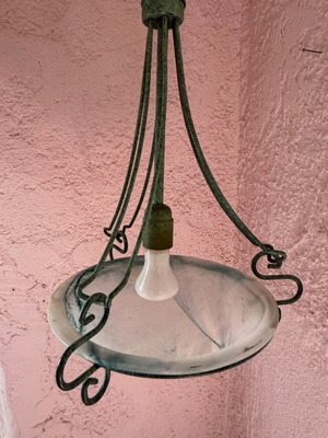 Metal ceiling light with opaline detail