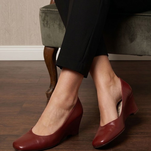 ARS Kechagiopoulos leather shoes like new, size 38, red wedge heel