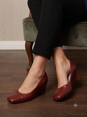 ARS Kechagiopoulos leather shoes like new, size 38, red wedge heel