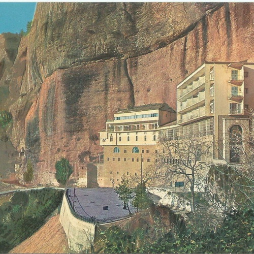 Postcard Megalo Spileo Monastery Greece 1980s