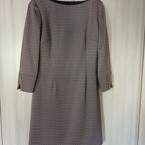 Forel midi dress with geometric pattern, brown