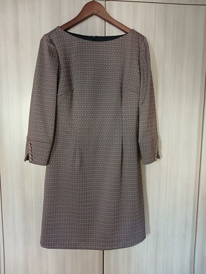 Forel midi dress with geometric pattern, brown