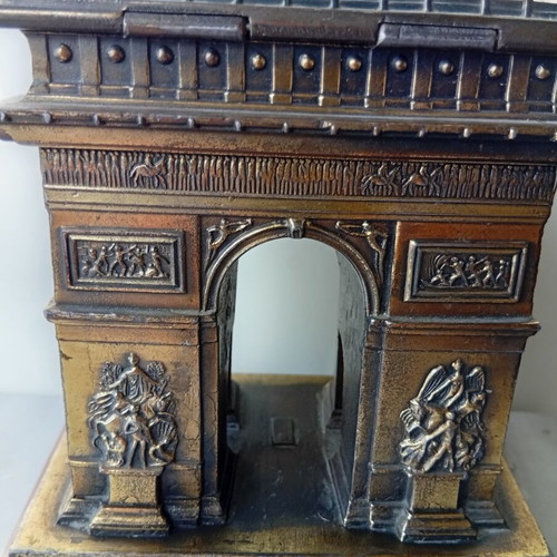 Music box jewelry holder Arc de Triomphe Paris used, bronze