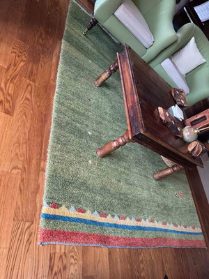 Nomadic style green wool rug 1.7x2.45 m